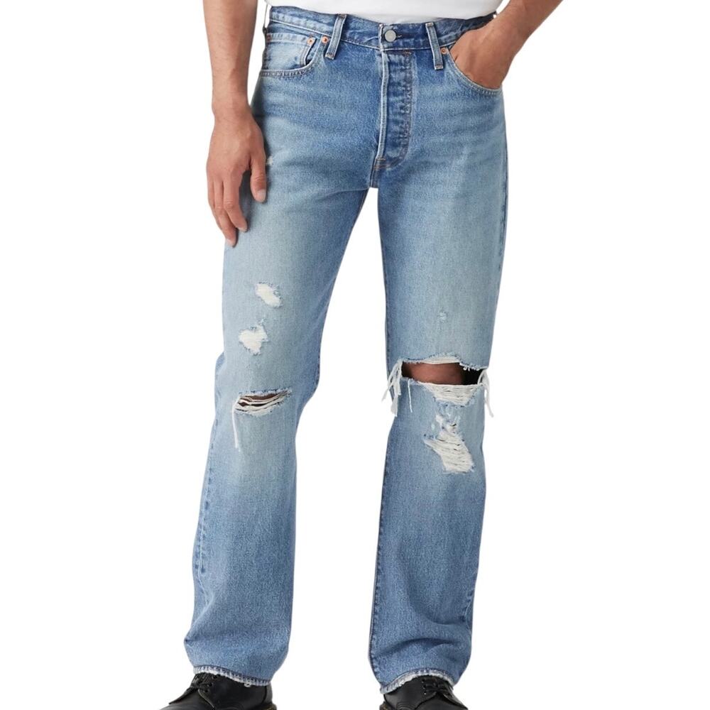 Levi’s Men’s 501 Regular Fit Button Fly Non-Stretch Jeans Blue Size 34 X 32